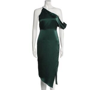 Michelle Mason Intermix 100% Silk Midi Dress One Shoulder Size 2 NWT